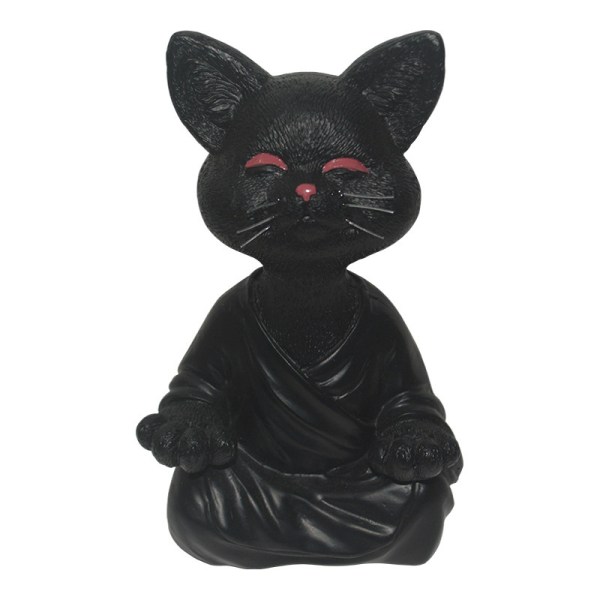 Meditationsstaty Kattstaty Zen Yoga Dekorationsfigur Harts