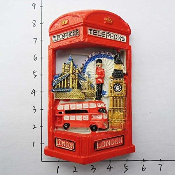 3D køleskabsmagnet London England telefonboks stil rejse souvenir