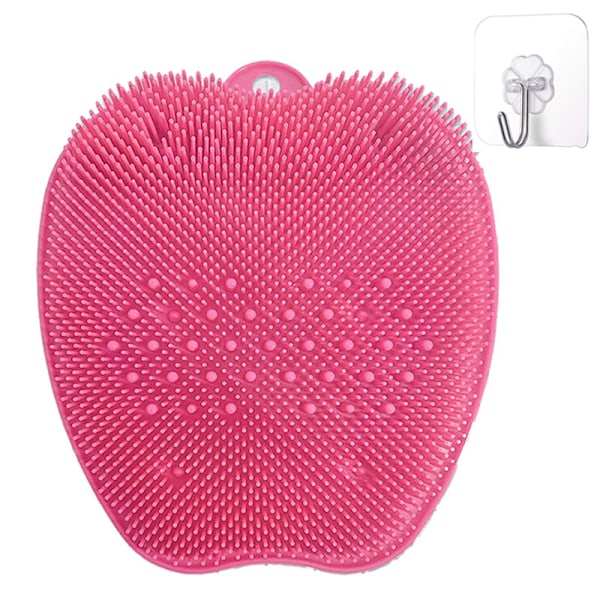 Pink Large Foot Shower Brush, Silicone Foot Brush Scrubber with Non-Slip Suction Cups, Cleans, Exfol