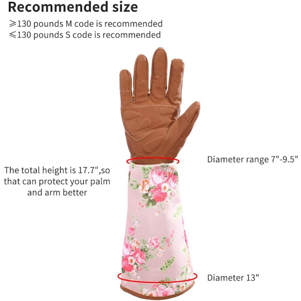 Havearbejde Rose Læderhandsker Kvinder Forlænget Pro Handsker Rose Beskæring Have til Mor og Bedstemor Havegaver ( D