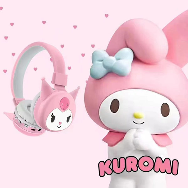 Sööt Sanrio Kuromi -kuulokkeet, lasten sarjakuva-anime Bluetooth -langattomat kuulokkeet, taitettavat pehmeät korvatyynyt B
