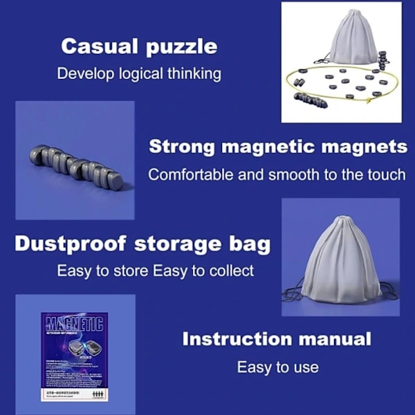 3 st Magnetiskt Brädspel, Pedagogiskt Schack och Damspel, Julgåva till Barn (Repmodell) Repmodell