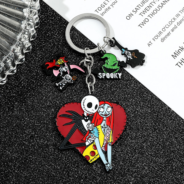The Nightmare Before Christmas nøglering, Jack Skellington horror nøglering, gave til kvinder, rød G