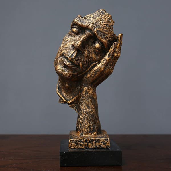 Tenkerstatue, Moderne statue Stillhet er gull, Bronse skulptur D