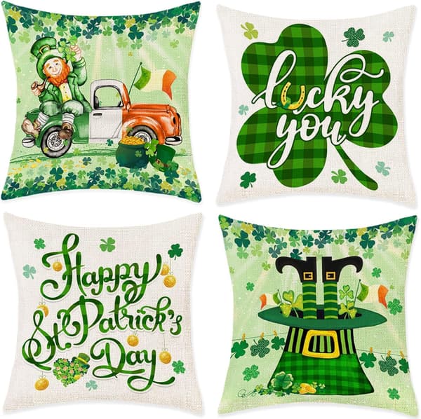 Set med 4 St Patricks Day örngott 18x18, Happy St Patrick's
