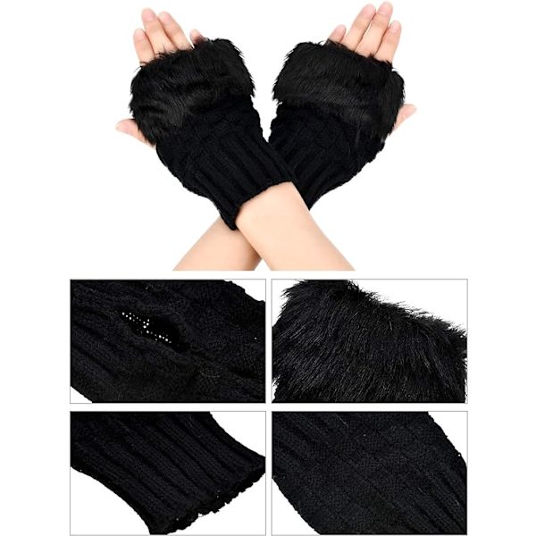 2 par vinter fingerløse handsker korte touch screen handsker luffer