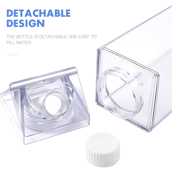 （20x6.5x6.5cm）Set med 2 återanvändbara mjölkkartongflaskor - Transparent