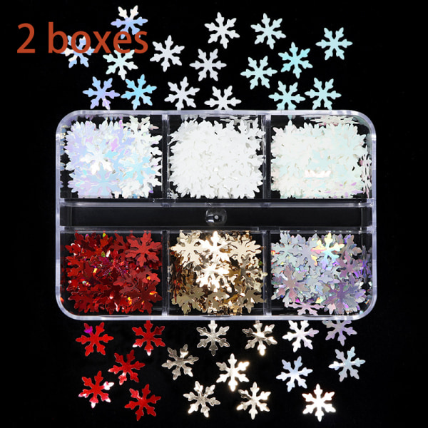6 Grids Christmas Nail Glitter Winter II Nail Art Stickers Decor