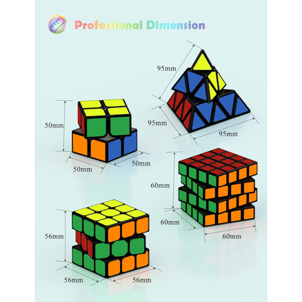 [4 Pakke] Speed ​​Cube Set, Speed ​​Cube 2X2 3X3 4X4 Pyramid Magic Cube for Kids