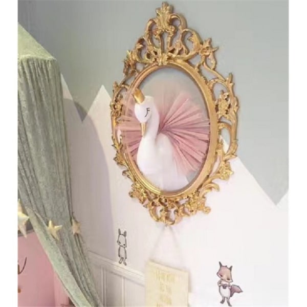 Gyllene 3D Gaze Swan Head Hängande för barnrum Dekor Nursery Bed