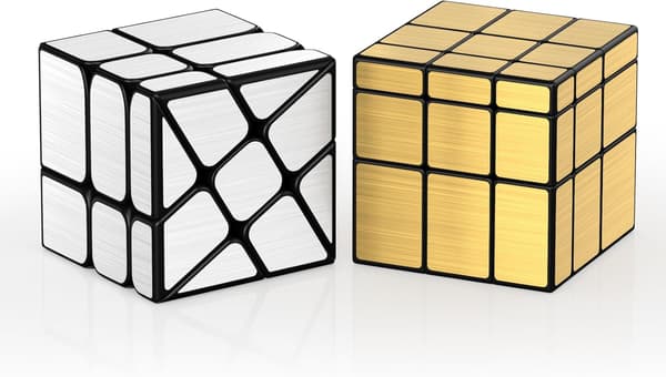 Speed ​​Cube Set med 2 Guld Spegels Kub, Silver Windmirror Kub