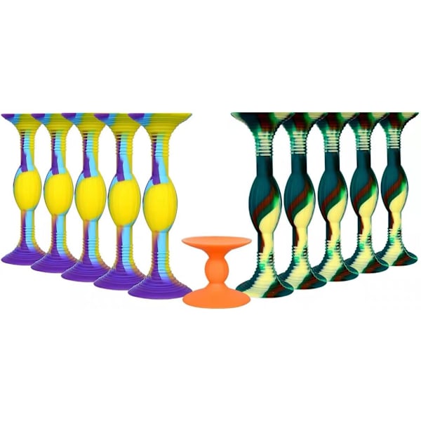 Set med 11 dubbelsidiga sugkoppspil i silikon, roterande pop-pilar, expansionspel, sugkopp