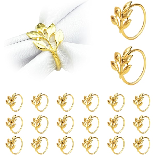 12 stk Gull Serviettringer, Metall Serviettspenner, for Høst, Thanksgiving, Bryllup, Middag, Fest