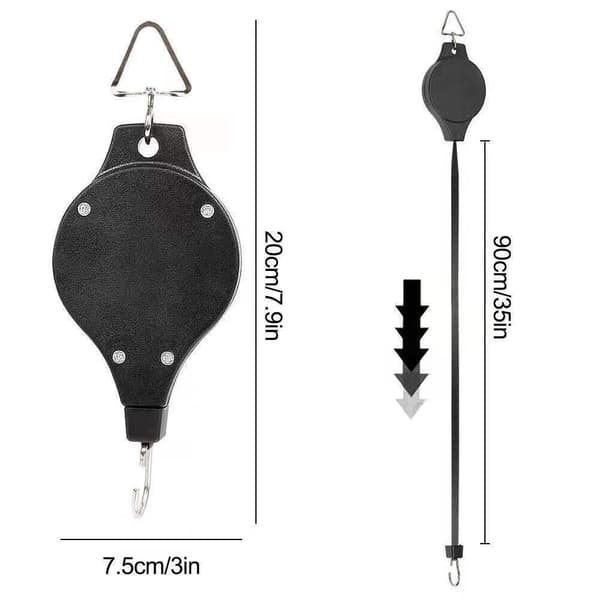 2-pack växtståltrådshjul Retractable Pulley Plant Hanger