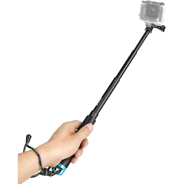 19\" Teleskopisk Monopod i Aluminium (Blå, Tilfældig Snoerfarve) til GoPro Hero 10/9/8/7/6/5/4/3+/3/Hero(2018)/Fusion Cros B