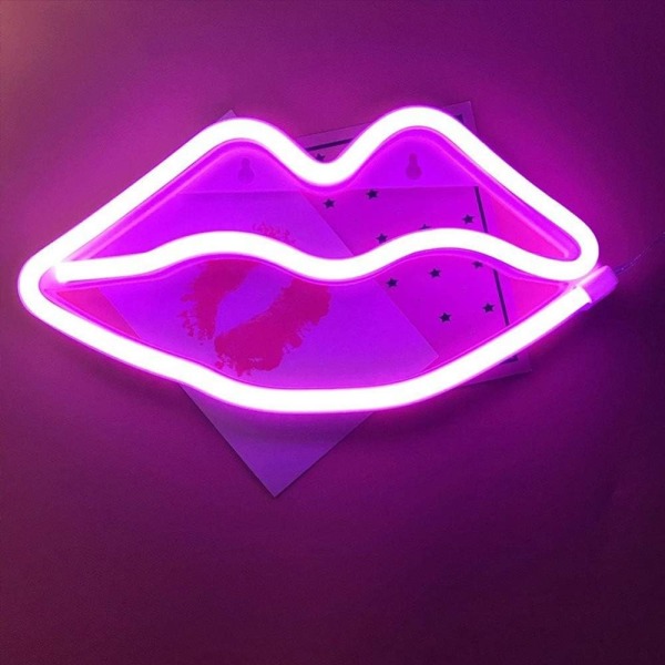 Neon Lys LED, Pink Lips, USB/Batteridrevet Neon Lys, Neo