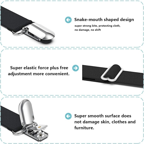Justerbare lakenfester, lakenoppheng, lakenklemmer, lakenholdere med elastisk holder