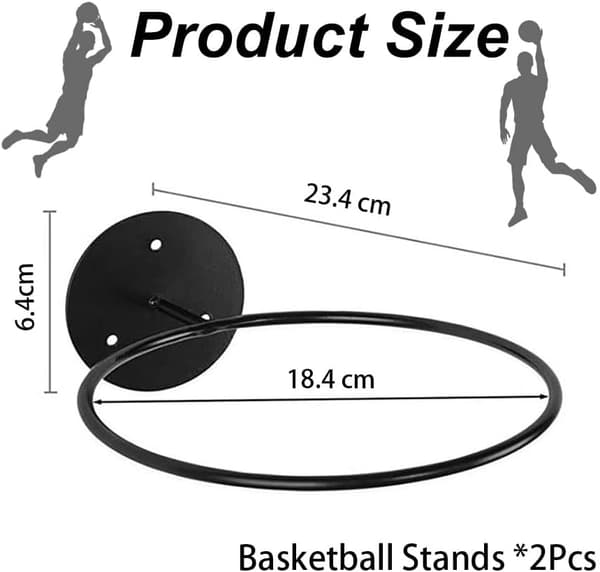 2-pack väggmonterat basketställ, sportbollsdisplay, svart,