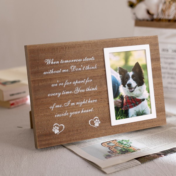 Fotoram för minnesmärke för katt och hund i trä (brun 30 cm x 20 cm), foto