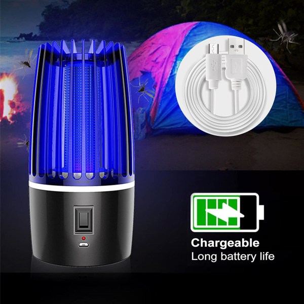 (2000mAh) Myggestikkerlampe, 360° UV Insektdræber, 2 i 1 Elektrisk