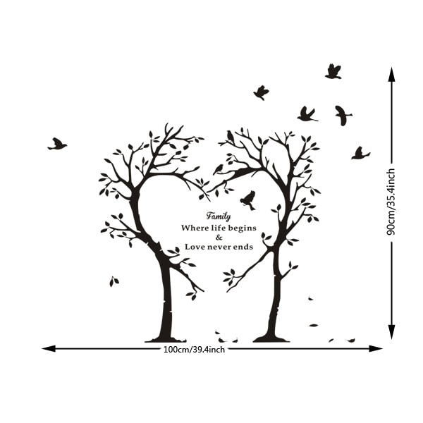 3D-seinätarra Rakkauspuu Akryyli Seinätarra Lintupuun Seinätarra Makuuhuone Olohuone Romanttinen Perheen Sisustus Rakkaus