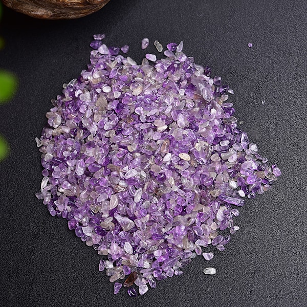 500g Purple - Tumbled Chips Stones Gravels Crystal, Small Crushed Quartz Glass Pebbles Top Dressing