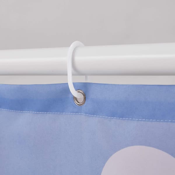 Lyseblå 180 x 200 cm Design Polyester Dusjforheng Bad Forheng Mugg & Mugg Resistent Wit