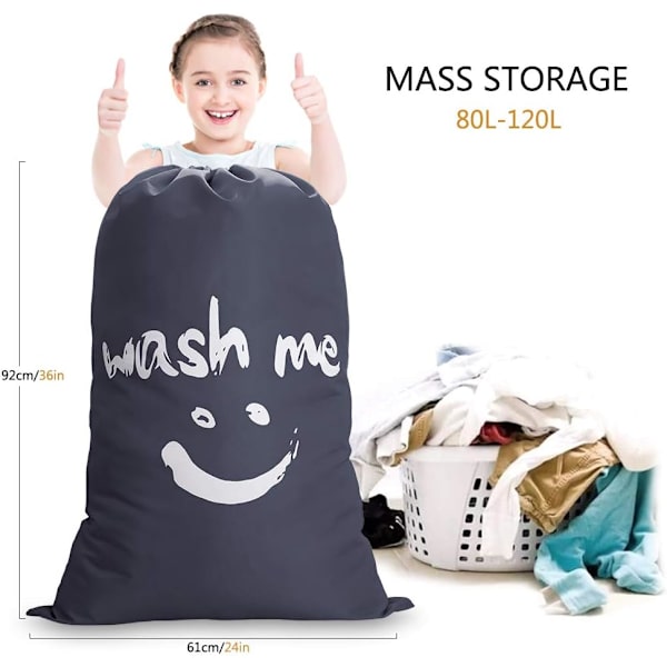 Grå Vaskesekk, Sett med 2 Store Foldbare Vaskesekker R Bag Q