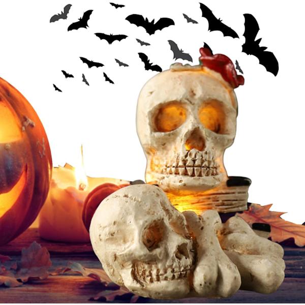 Halloween Kranie Lampe - 3D Batteridrevet Kranie Lampe | Batteridrevet Skelet Lys Dekoration til