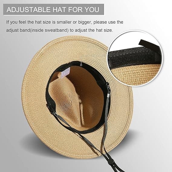 Dame bredskygget strå Panama sammenfoldelig hat Fedora strand solhat UPF50+