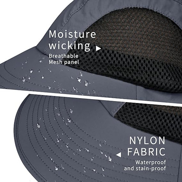 Solhatt för män och kvinnor med nackskydd, UPF 50+ UV-skydd för vandring