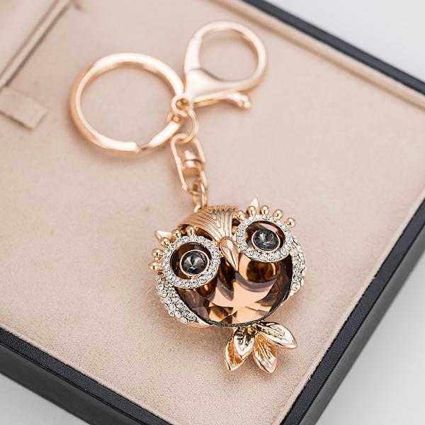 Zink Legering Krystal Ugle Sød Rhinestone Nøgle Taske Spænde Bil Vedhæng Nøglering S