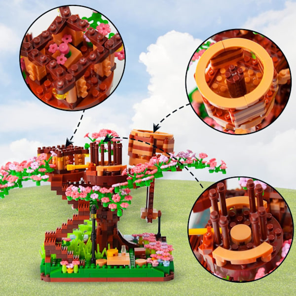(2318 Stycken) Mini Körsbärsblommande Bonsai-träd Byggklossar Set, Sakura Botanisk Samling Byggset för Vuxna P
