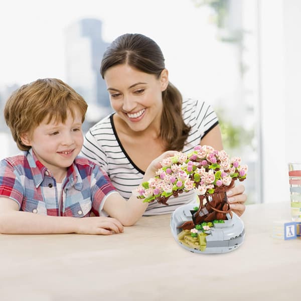 Mini Byggstenar Sakura Växt Bonsai Modellset, Kreativ DIY Simuleringskörsbärsblommor Botanisk Samling C