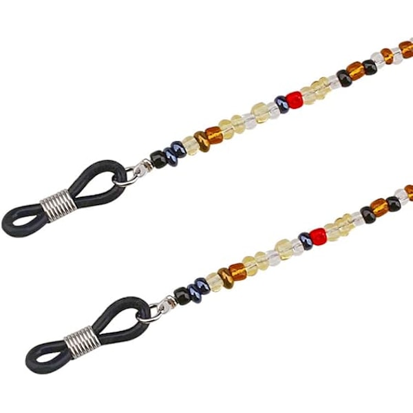 Brillekjede med perler (skilpaddefarge), brillekjedeholder, brillesnor med perler, sklisikker brillesnor