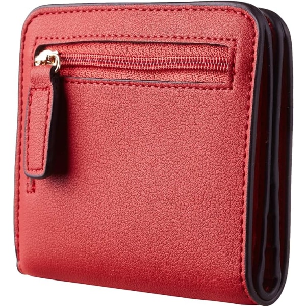 (Röd) RFID för kvinnor - Liten kompakt - Bifold - Lyxig plånbok - M