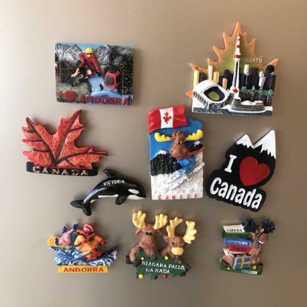 3 ST Canada Maple Leaf 3D Resin kylskåpsmagnet