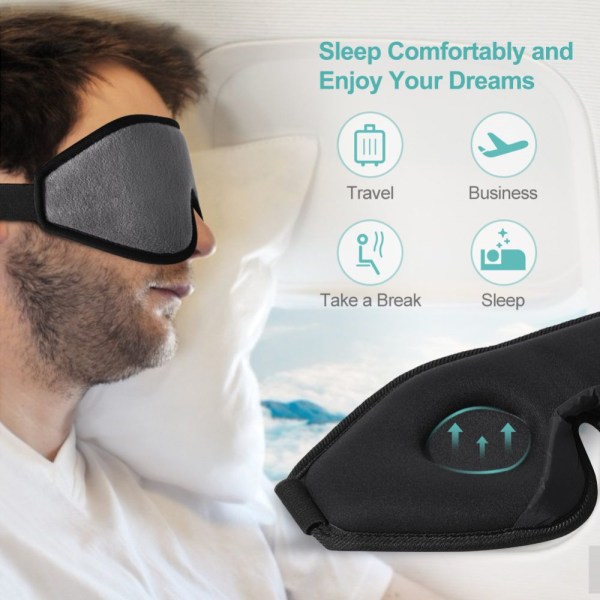 Bomulds-søvnmaske til sidesover, 3D-søvnmaske med høre-P