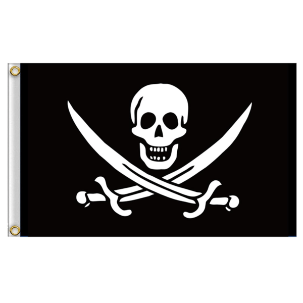 Pirate Skull and Crossbones Flag, Tattered Spooky Pirate Banner,