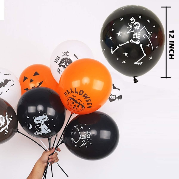 100 stk. Halloween latexballoner, 12 tommer græskar flagermus spøgelse kranium spektrum edderkop web balloner til
