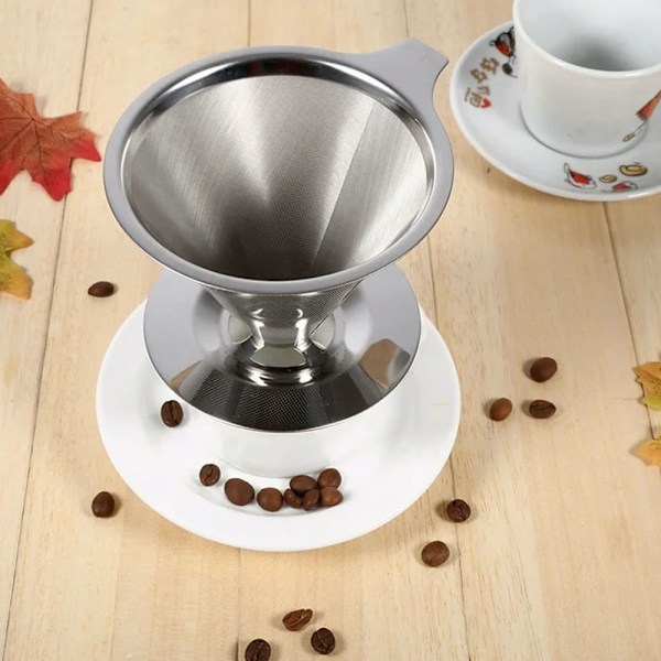 Kaffe filter kop 300 mesh, rustfrit stål mesh filter kop (L)