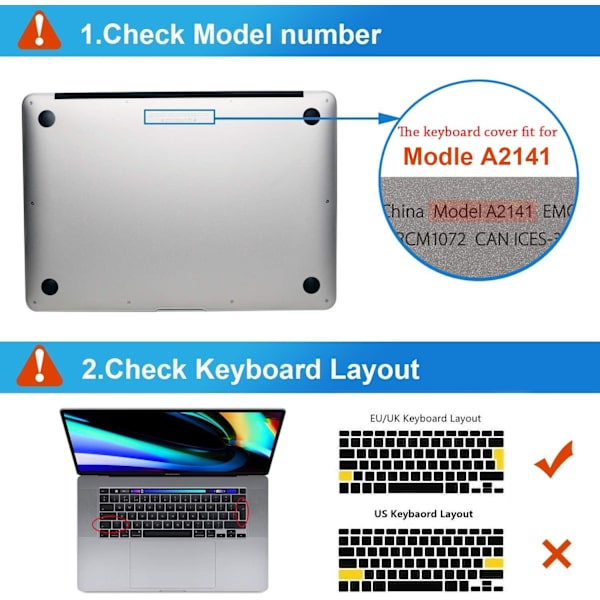 Tangentbordsskydd Kompatibel med 2019 MacBook Pro 16 tum Touch Bar