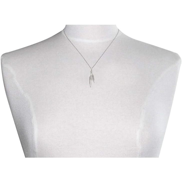 Två silverfjädrar halsband