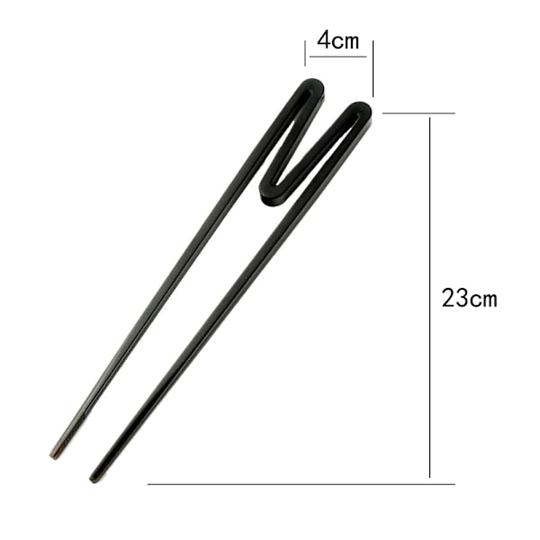 2 stycken barns träningsätpinnar, M-formade plastätpinnar, All-in-one ätpinneträning Black