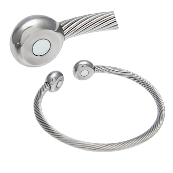 Magnetisk Terapi Armbånd Manschet - Twisted Cable Rustfrit Stål Ba H