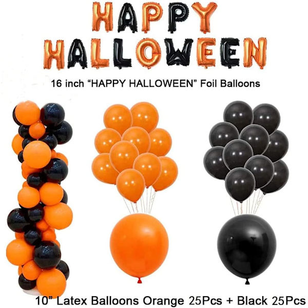 Halloween-balloner, Halloween-dekorationssæt, Happy Halloween-ballon, græskarballoner, Hallo