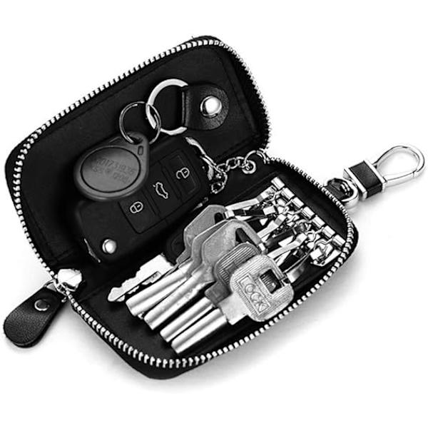 (Svart) nyckel fodral läder nyckel fodral för män kohud nyckel fodral-Genera black