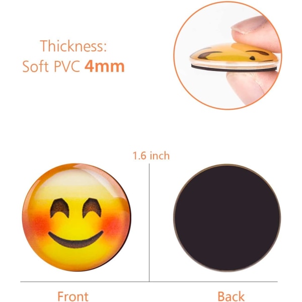 Emoji-magnet, 12-delt 3D-glas Smiley køleskabsmagnet Stærk Stick