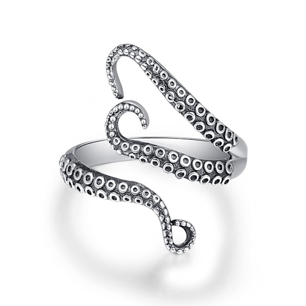 Nyhet Lång Finger Ring för Kvinnor Flickor, Storlek Justerbar Cool Octopus, Charm Leaf Style, Guld/Plati