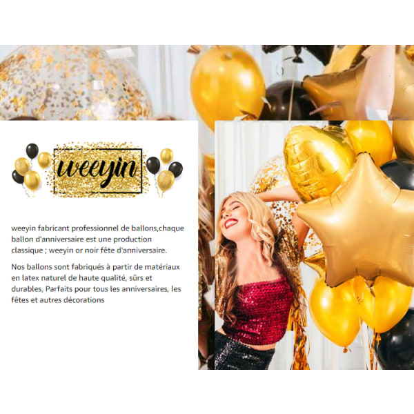 30 år gammal födelsedagsfestdekorationer i svart guld, 30 ballonger